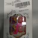 Spring Press on Nails Short Flowers Fake Nails - Square Shape Brown Colored Flower Nails Press on Small Daisy Glue on Nails Full Cover Artificial Nails Short Stick on Nails for Women, 24Pcs