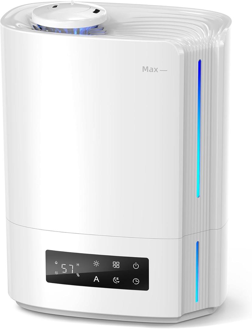 BREEZOME 6L Humidifiers for Bedroom Large Room & Essential Oil Diffuser, Ultrasonic Top Fill Cool Mist Humidifiers for Baby, Plants, Nursery Last up to 60 Hours, Smart Humidistat Control, Quiet, White