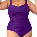 Womens Plus Size One Piece Swimsuit- Tummy Control Bathing Suit Full Coverage Swimwear Purple 22W