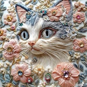 2 x MINIWAN Cat Jigsaw Puzzles for Adults 500 Pieces, 20x20 Inch | Colorful Crystal Flower Design, Pretty Diamond Art Challenge, Letters on Back, Reference Poster Included, Dust Free