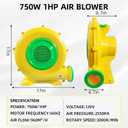 750W Bounce House Blower, Powerful Air Blower for Inflatables, Portable Bubble House Blower Pump Fan for Inflatable Bouncy Castle, Jumper, Water Slide, Leaf Blower Corded(750Watt 1HP)