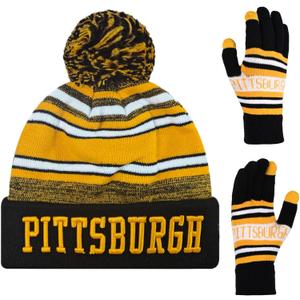 Vintage Classic Skull Cap 3D Embroidery Beanie Cuffed Winter Hat Knit Comes with Warm Gloves Gifts for Men Women Fans