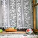 ARTMAGIC Farmhouse Kitchen Curtain 2 Panels Green Plaid with Floral Embroidery Lace Coffee Curtains Rod Pocket for Small Window Living Room Bedroom Bathroom(Green,2pcs,27"x36")