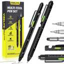 VIBELITE 11 in 1 Multitool Pen Set with LED, Stylus, Level, Screwdriver, Flathead, Valentines Day Gifts for Him, Men, Teen Boys, Husband, Women, Mens Gifts from Daughter, Wife, Son, Black, 2 Pack