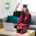 Menkxi 2026 Wooden Graduation Card Box Holder for Party with Picture Frame Graduation Cap Shaped Gift Card Box Decorations with Tassel for Grad College Party Favors(Red)