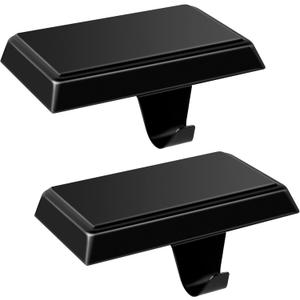 Fovths 2 Pack Christmas Stocking Holders for Mantle Christmas Stocking Holder for Fireplace Stocking Hooks for Mantle Weighted Stocking Hangers with Protective Pad for Xmas Party Decorations (Black)
