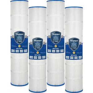 Yoojequa PCC130 Pool Filter Cartridge Compatible with C-7472, Clean and Clear Plus 520, CCP520, R173578, 178585, 817-0143, FC-1978, FC-6475, 160332, 4 x 125 Sq. Ft Pool Filter Cartridge, 4 Pack