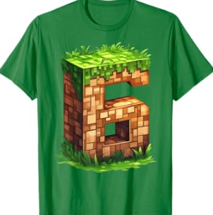 Fun 6th Birthday Number 6 Video Gamer Pixel Themed Bday Boys T-Shirt