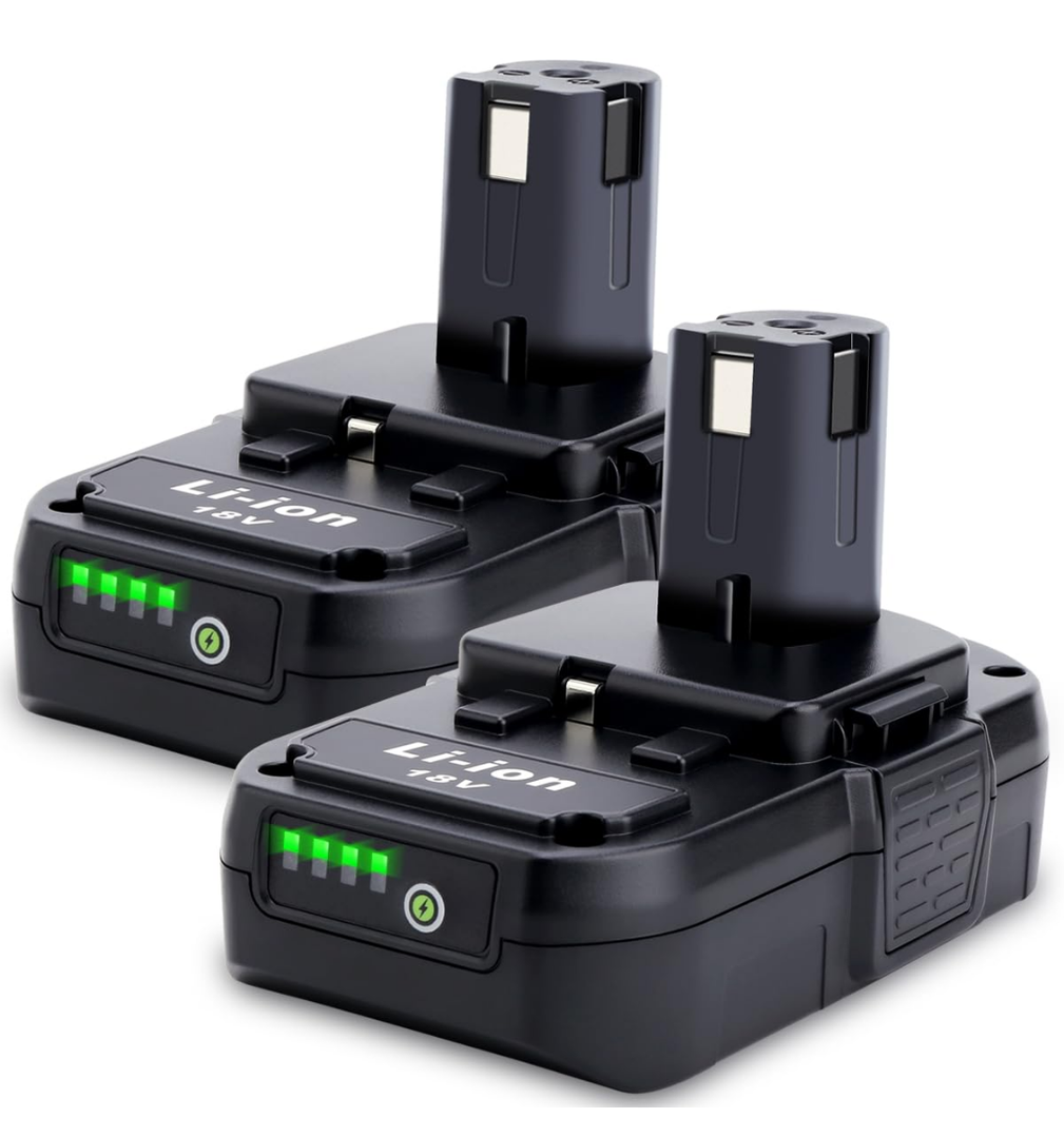 Compatible with Ryobi 18V Battery, 2-Pack P103 3.0Ah 18V Lithium Replacement Battery Compatible with Ryobi 18 Volt One+ Cordless Power Tools P102 P107 P108 P189 P190 P197 P100 Edger, Drill Batteries
