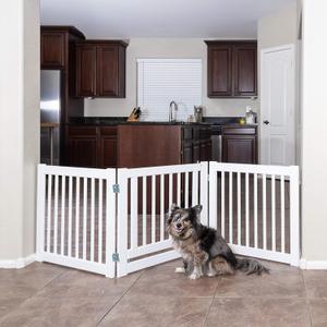 360 Configurable Freestanding Dog Gate with Door for Home (24, White)