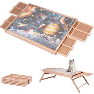 29.92"x22.04"Wooden Puzzle Table with Drawers Cover and Folding Legs,1000 Piece Jigsaw Puzzle Board,Gift for Loved Ones & Friends