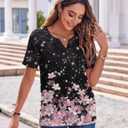 Zeagoo Womens Summer Tops Casual Short Sleeve V Neck Shirts Business Dressy Work Blouses (Black, M)