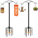85 Inch Shepherds Hooks for Outdoor,Heavy Duty Shepherds Hooks for Outdoor with 5 Prong Base, Adjustable Stand Hanger for Garden Plant, Hummingbird Feeder, Lantern, Hanging Wedding Decor (2 Pack)