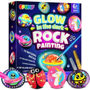 EPUMP Rock Painting Kit for Kids  Glow-in-The-Dark Arts & Crafts Set for Boys & Girls Ages 6-12, DIY Crafts Creative Painting Toys, Fun Art Supplies for Kids Activities & Birthday Gifts