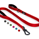 TwoEar 6FT 1IN Strong Red Dog Leash with 2 Padded Handles, Traffic Handle Extra Control, Comfortable Soft Dual Handle, Auto Lock Hook, Reflective Walking Lead for Small Medium and Large Dogs