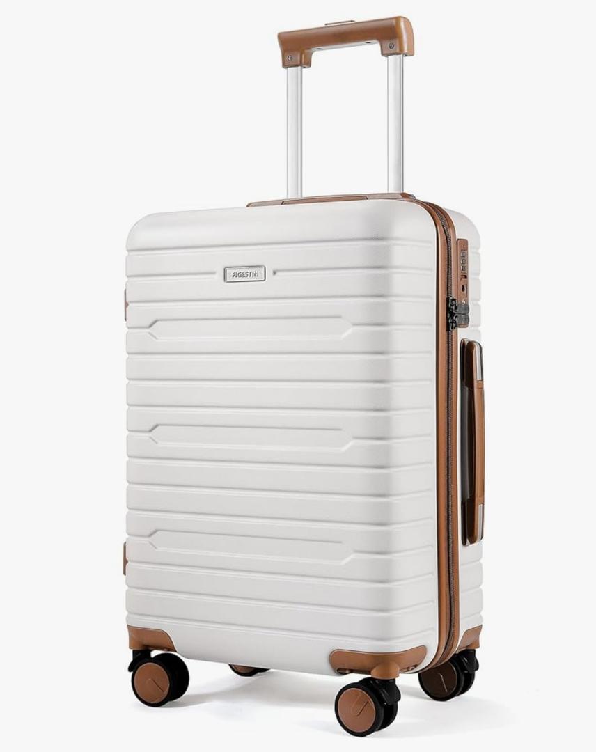 Carry on Luggage 22x14x9 Airline Approved with Spinner Wheels, Hardside Lightweight 20" Carry on Suitcase Airline Approved TSA Lock (Beige)