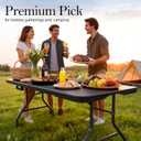 6FT Folding Table with Carrying Handle: Upgrade Thickened Heavy Duty Portable Foldable Table | Perfect Plastic Tables for Party, Dining, Wedding, Events, Picnic Indoor, Outdoor, Camping, Utility Black