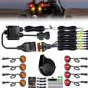 UTV Turn Signal Kit, Pre-Wired, Plug and Play Universal Street Legal UTV Blinker Kits with Rocker Switch, Hazard Light, 110dB Horn, Compatible with Polaris, Can-Am - 8Pods Amber Red Lights