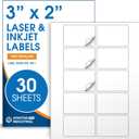 3" X 2" Matte White Printable Labels for Inkjet and Laser Printers - 30 Sheets, 300 Custom Stickers for Address Labels, Product Labeling, Shipping - Spartan Industrial Template R011