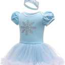 BanKids Baby Girls Princess Elsa Costume for Infant Romper Onesie Babysuit Birthday Christmas Halloween with Headband 12-18Months(E23-95)
