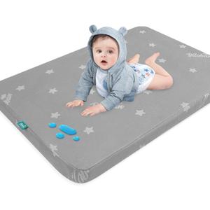 Bassinet Mattress Pad 25 x 36 Compatible with Dream On Me Nest/Zoom Portable/Zodiak, Pamo Babe Portable, Cosco Portable and Baby Trend, Waterproof Baby Foam with Removable Zippered Cover, Grey