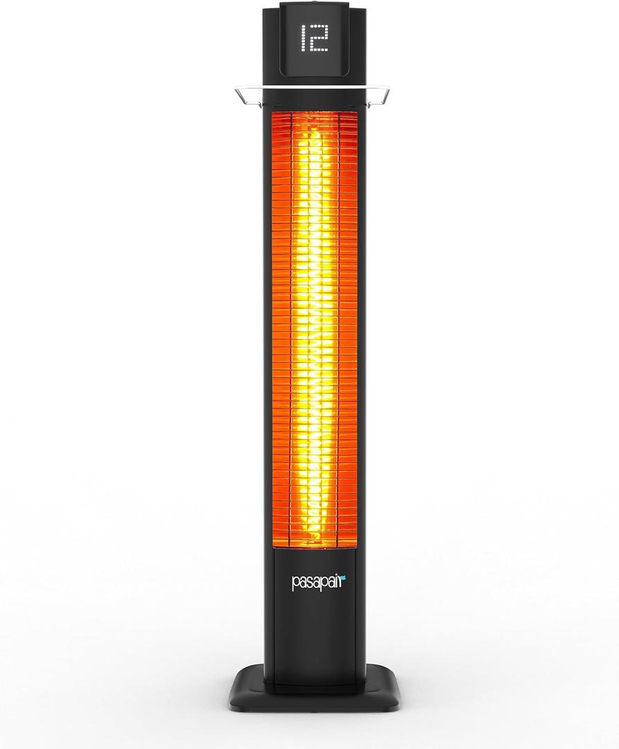 Pasapair 42" Outdoor Patio Heater - 1500W Infrared Tower Heater with Remote 12 Heat Levels and 9H Timer - IP55 ETL Certified for Garage, Indoor, Porch