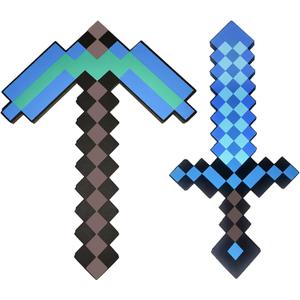Foam Sword and Pickaxe Set Kids Role Play Toys for Halloween, Cosplay Video Game Parties