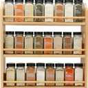 3 Tier Bamboo Spice Rack, Spice Rack Organizer, Seasoning Jars Rack Shelf Spice Organizer for Kitchen Counter or Wall Mounting, Spice Storage Holder with handles, Jars Not Included,Natural