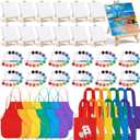 Aodaer 48 Pieces Mini Watercolor Paint Set Includes 12 Colors 4 x 4 Inch Watercolor Paints, Wooden Canvas Easels, Canvas Tote Bags, Aprons, Back to School Art Beginner Supplies for Kids