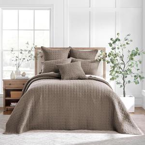 Levtex Home Mills Waffle King Bedspread Set (122x106in) with 2 Pillow Shams (36x20in) - Cocoa - Cotton Waffle King Size Bedspread Set - Soft, Pre-Washed