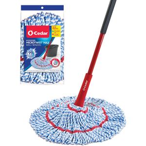 O-Cedar MicroTwist MAX Microfiber Twist Mop with 1 Extra Refill | Features Hands-Free Wringing | Extra Large 18-Inch Mop Head | Safe on All Floor Types