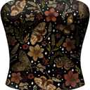 Women's Floral Boho Graphic Tube Tops Sleeveless Strapless Crop Tops Bandeau Going Out Tops 2026 (M)