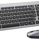 Wireless Keyboard and Mouse Combo - Ultra-Slim Design Full Size Quiet Keyboard with 3 DPI Adjustable Wireless Mouse, Sleep Mode,2.4G Cordless Thin Keyboard Mouse Set for Windows, Mac, Laptop, Black Gray