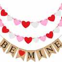 GCQQ Valentine Day Banners - No DIY Felt Heart Garland and Be Mine Burlap Banner Romantic Be Mine Banner Heart Garlands for Mantle, Fireplace, Wall Proposal Valentines' Day Decor (Red)