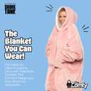 THE COMFY Original | Sherpa Lined Microfiber Fleece Wearable Blanket, Oversized Design with Hood and Pocket from Shark Tank (Blush)