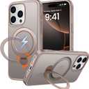 360 Rotatable Magnetic Stand for iPhone 16 pro max Case Compatible with Magnetic 16FT Military Drop Protection, Anti-Scratch/Fingerprint Shockproof iPhone 16 pro max Phone Case(Matte- Gold)