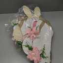 Vercraft 3 Pcs Outdoor Easter Decorations for Porch Large Easter Wooden Bunny Porch Sign Cute Pink Bunny with Flower Standing Sign Party Spring Decor for Front Door Yard Garden 15.75, 19.7, 23.6 Inch