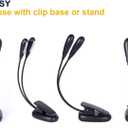 Rechargeable Music Stand Light, Clip on Reading Light, 8 LED Book Lamp, 3-Level Brightness for Eye Protection, Perfect for Piano, Orchestra, Bookworms, Craft (White & Warm, Dual Arm)