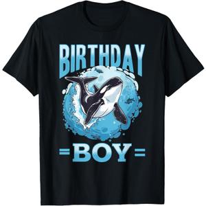 Funny Orca Animal Birthday Boy T-Shirt, Small