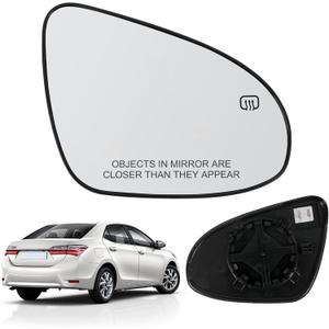 Compatible With Toyota Corolla 2014 2015 2016 2017 2018 2019, Passenger Right Side Mirror Glass, Heated Convex Side Rearview Mirror with Backing Plate