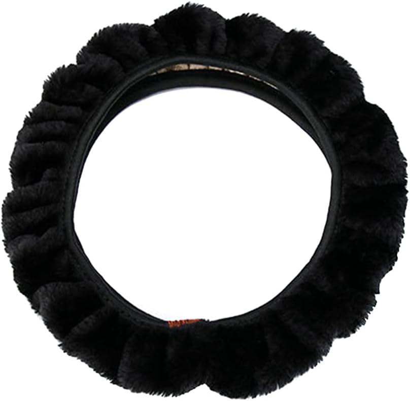 Zcargel Plush Car Steering Wheel Cover, Winter Warm Plush Car Steering Wheel Cover with Universal Size 15 Inches Non-Slip Car Steering Wheel Protector Fit for Suvs,Trucks,Sedans (black)