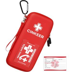 EpiPen Carry Case, Hard EVA Emergency Medical Bag for 2 EpiPens, Auvi-Q, Eye Drops, Inhaler, Allergy Medication & Diabetes Supply Durable Emergency Medical Pouch for Travel
