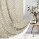 Siiluminisoy Beige Boho Woven Fabric Cute Shower Curtain, 72 x 72 Tufted Chevron Textured Striped Modern Farmhouse Minimalist Cloth Shower Curtain for Bathroom