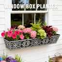 2 Pack 30 Inch Window Boxes Planter for Outdoor Plants Deck Railing Planters Box with Adjustable Brackets for Porch Fence Balcony Hanging Flower Baskets with Non-Woven Fabric Liner for Garden Dcor