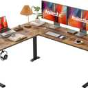 Agilestic L Shaped Standing Desk 63 x 55 inch Adjustable Height, Electric Corner Standing Desk, Sit Stand Computer Table with Splice Board, Rustic Brown