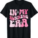 in My Running Era Runner Girls Cross Country Track Marathon T-Shirt (Black, M)