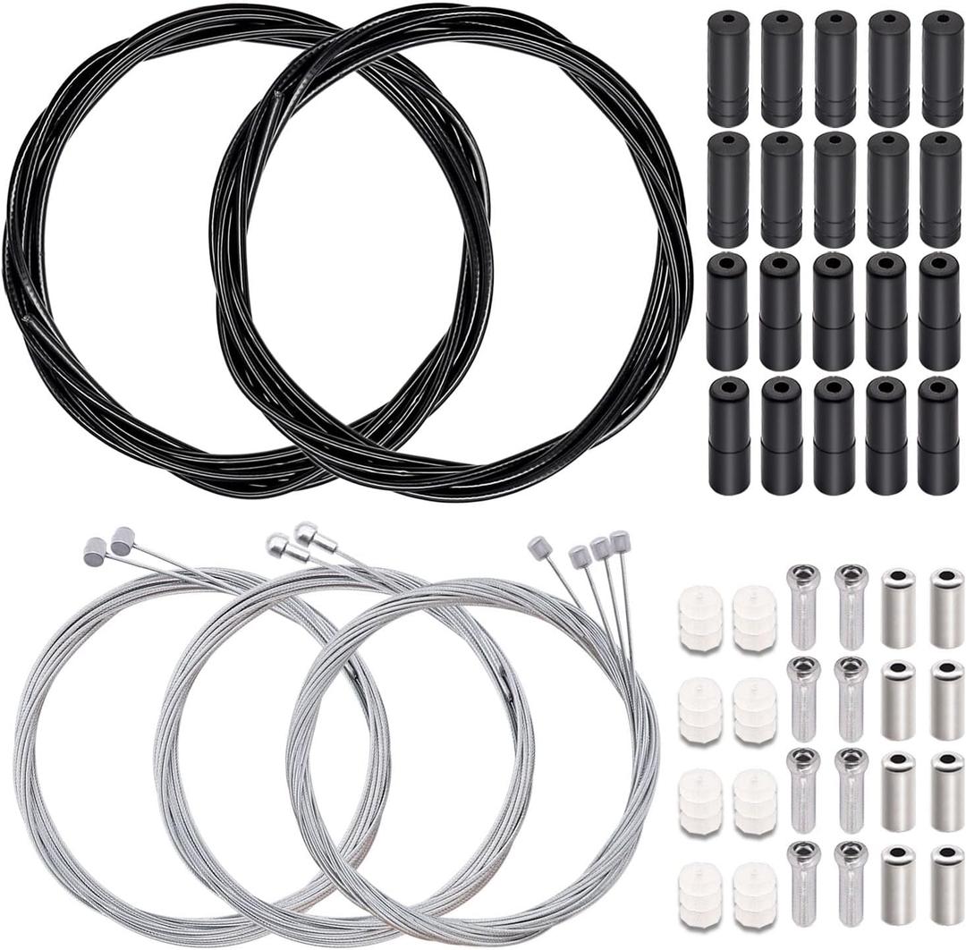 weideer Bicycle Brake Cable Shift Cable Bike Cable Housing Kit Bike Brake Cable Kit Bicycle Transmission Line for Bicycle Mountain Road Bike Repair (Black)