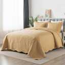 HoneiLife Queen Quilt Bedding Set - 3 Pieces Microfiber Quilt Sets Lightweight Bedspreads Reversible Coverlets Retro Bed Cover Paisley Pattern Bedding Set All Season Quilts-Yellow, Queen/Full-90"x96"