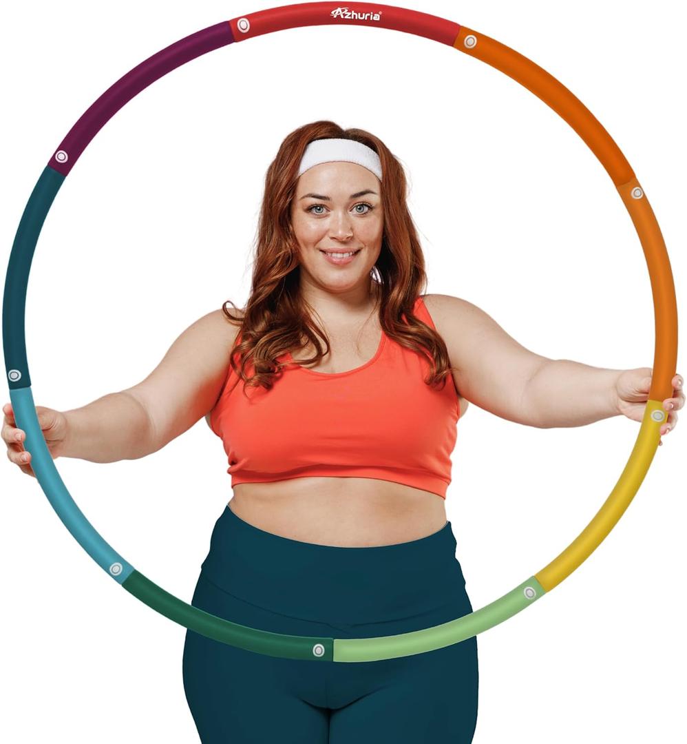 Weighted Hula Hoop Plus Size | 3.2lb Weight, 43in Diameter | Extra Large Hula Hoop for Adults Weight Loss | Easy to Spin, Soft Padding | Exercise Hoop for Beginners & Advanced Hoopers (Multicolor)