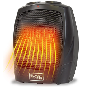 BLACK+DECKER Personal Ceramic Heater, Space Heater for Office Desk, Home Office & Personal Use Desk, 2 Heat & Fan Only Settings, Adjustable Thermostat, BHDC201, Black